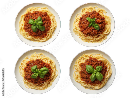 Collection set of spagetthi bolognese isolated on transparent background, transparency image, removed background photo