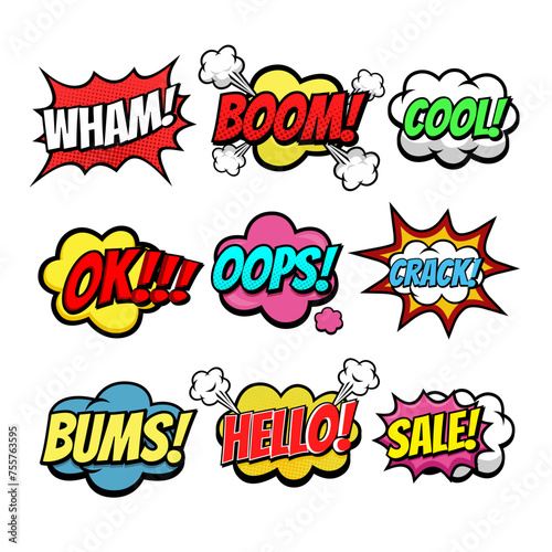 Collection comic speech bubble expression set 