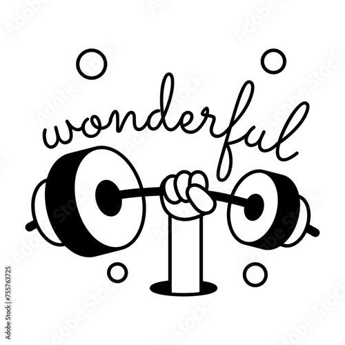 Wonderful workout, glyph style sticker 