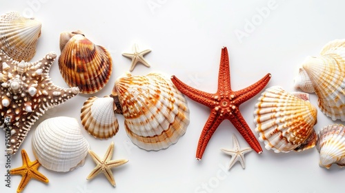 Seashells And Starfish Isolated