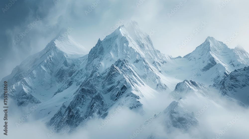 Serene beauty of snow-capped mountains Serene beauty of snow-capped mountains