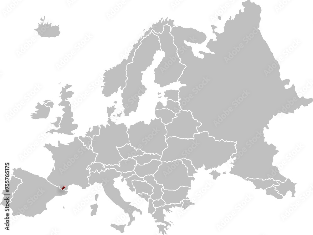 Fototapeta premium map of ANDORRA with the countries of EUROPE 3d isometric