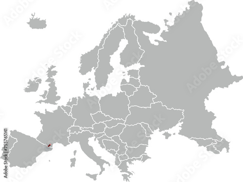 map of ANDORRA with the countries of EUROPE 3d isometric photo