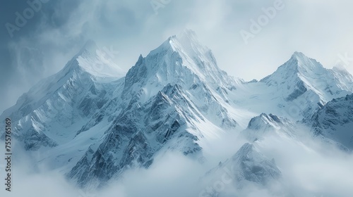 Serene beauty of snow-capped mountains © Media Srock