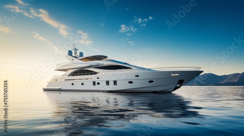 A sleek, luxury yacht sailing on a calm sea © Cloudyew