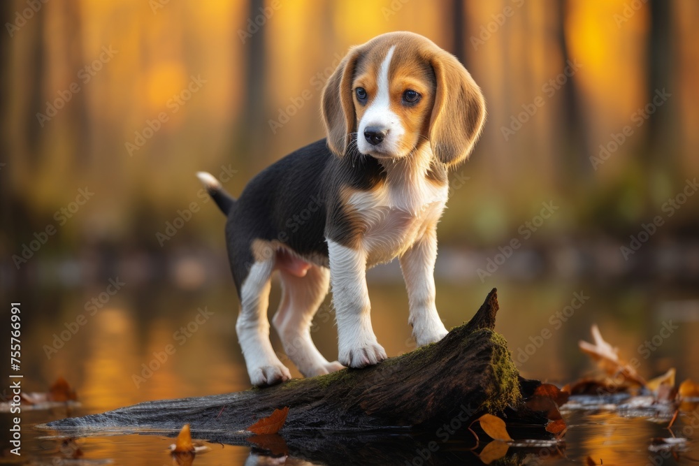 Illustration of a playful beagle dog in natural setting, capturing its curious and friendly nature Illustration of a playful beagle dog in natural setting, capturing its curious and friendly nature