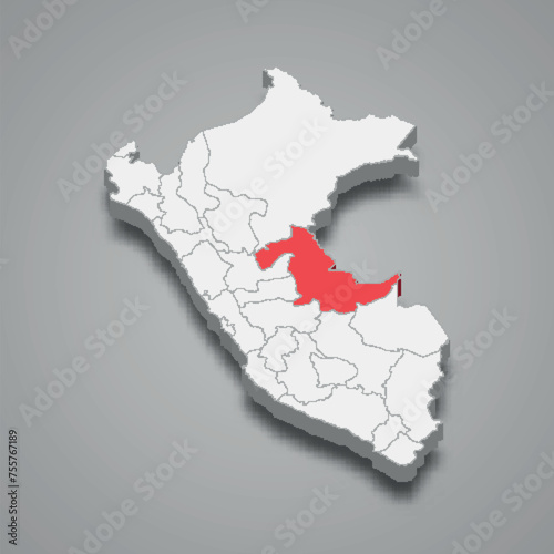  department location within Peru 3d map