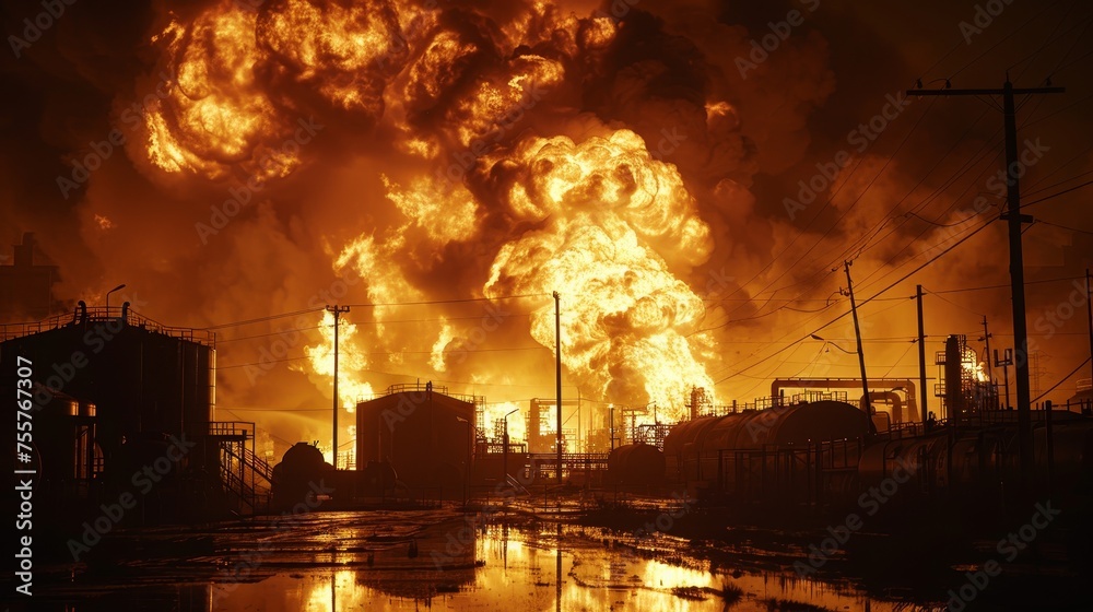 Smoke Filled Oil Barrel Inferno