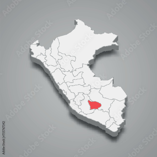 Apurimac department location within Peru 3d map photo
