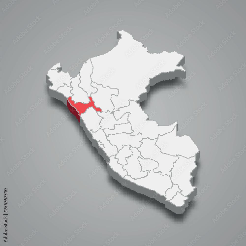 La Libertad department location within Peru 3d map La Libertad department location within Peru 3d map