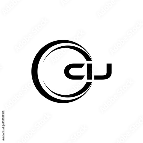 CIJ letter logo design with white background in illustrator, cube logo, vector logo, modern alphabet font overlap style. calligraphy designs for logo, Poster, Invitation, etc. photo