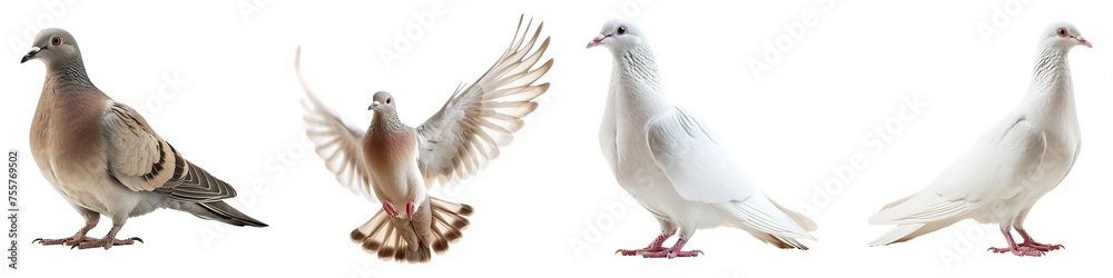 Set of doves isolated on transparent background Set of doves isolated on transparent background