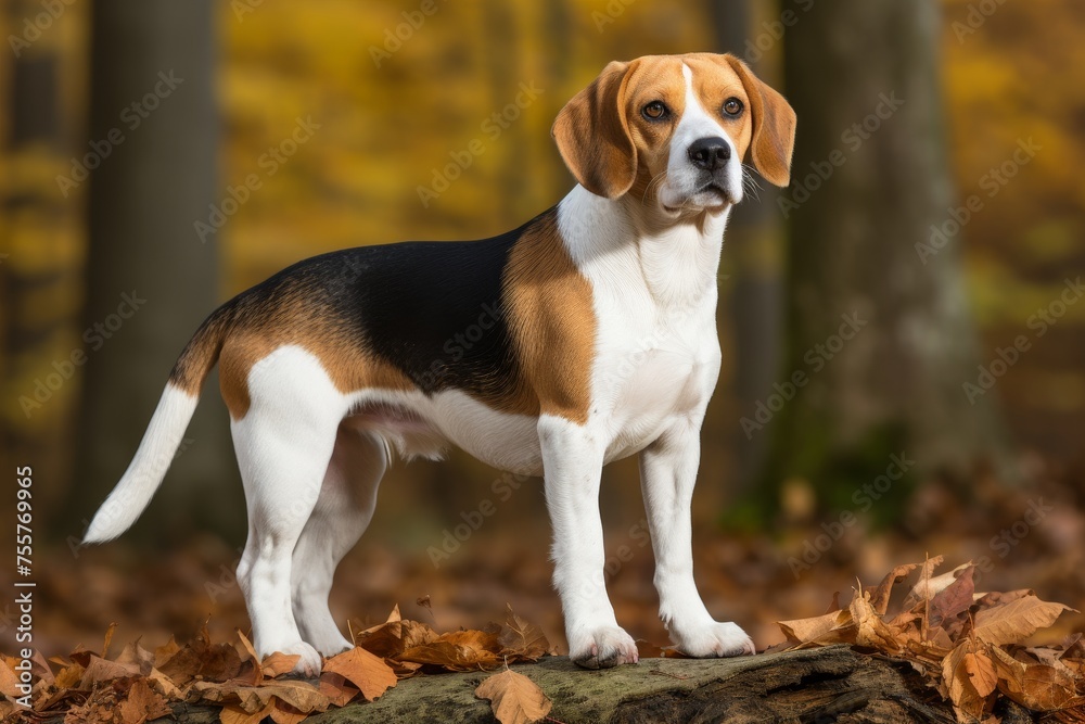 Playful beagle dog illustration in natural setting with a curious and fun-loving spirit