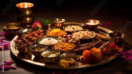 Diwali thali with traditional offerings