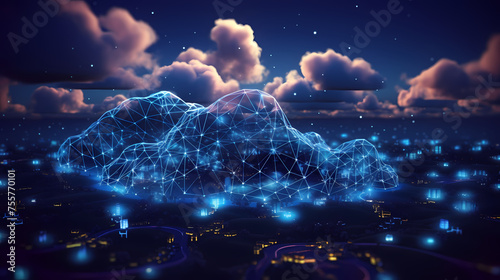 Cloud computing, realizing cloud storage through Internet connection in the quantum field © ma