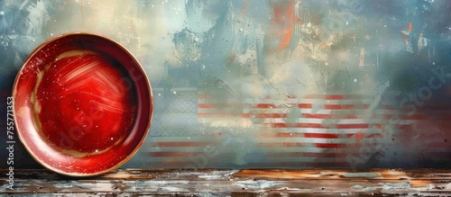 Rustic Southern Tableware with American Flag Pattern in Watercolor Illustration photo