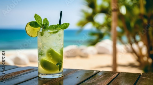 Refreshing mojito in a tropical setting