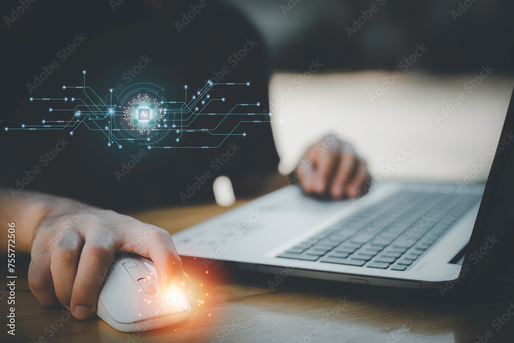 Ai technology, Artificial Intelligence. man using technology smart ...