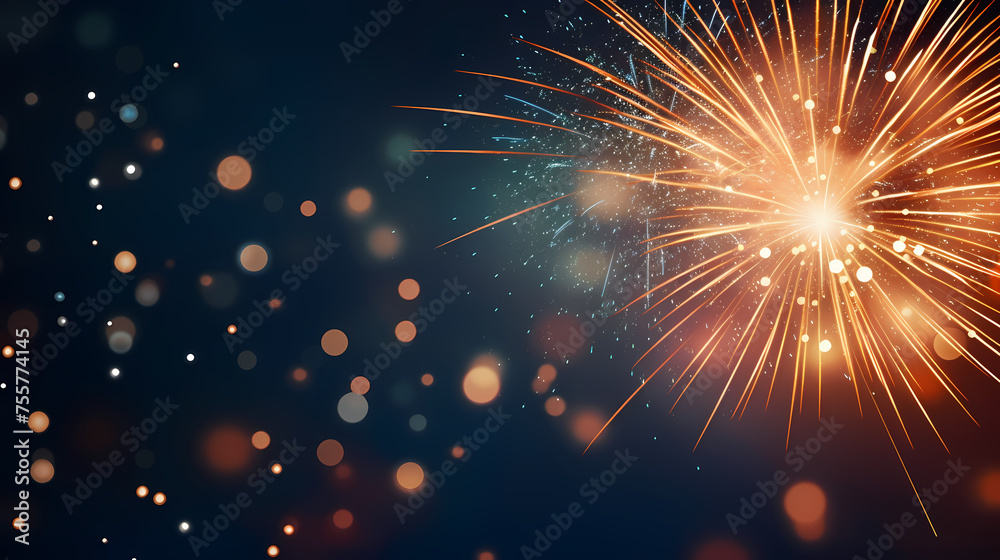 Fototapeta premium Beautiful fireworks background at night for holiday decoration