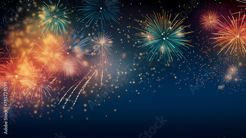 Beautiful fireworks background at night for holiday decoration