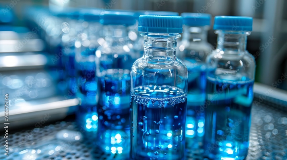 Vials Of BLue Liquid Vials Of BLue Liquid