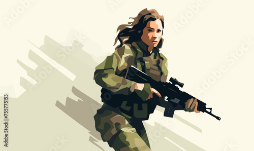 woman soldier vector flat minimalistic isolated illustration
