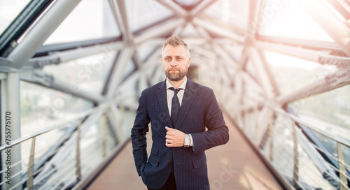 portrait of a successful businessman man on the background of a modern office building © de Art