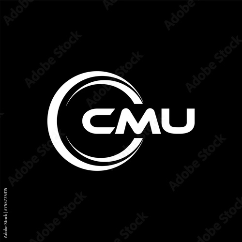 CMU letter logo design in illustration. Vector logo, calligraphy designs for logo, Poster, Invitation, etc.
