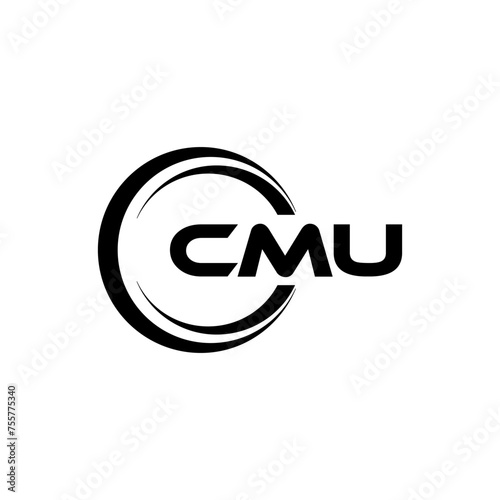 CMU letter logo design in illustration. Vector logo, calligraphy designs for logo, Poster, Invitation, etc.