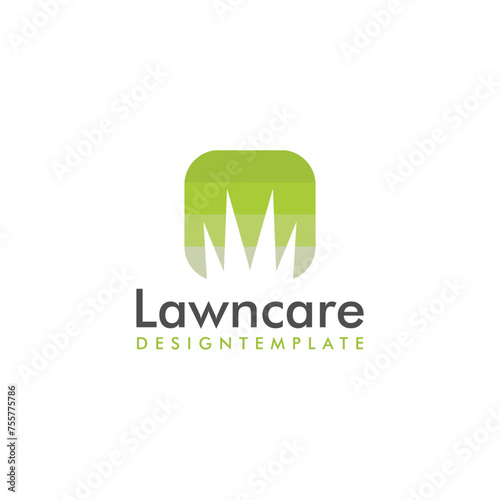 Lawn Care Logo. The simple design with a combination of white and light dark green looks elegant. Lawn Services Logo Vector
