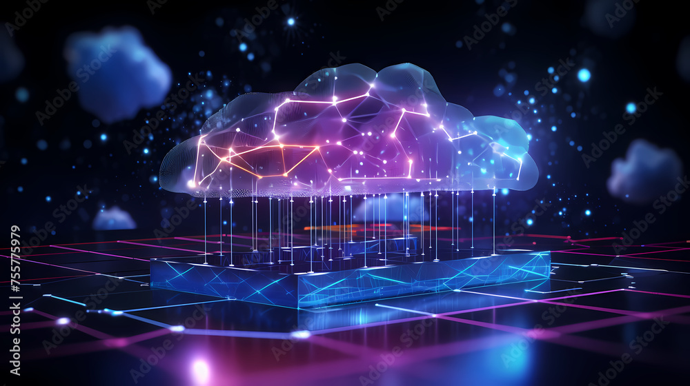 Cloud computing background, realizing cloud storage