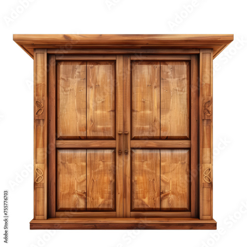wooden wardrobe Isolated on white background
