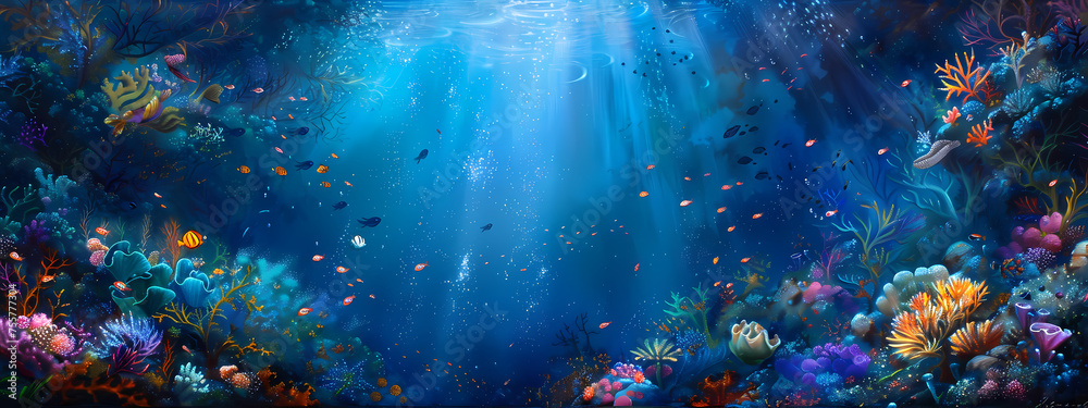 Fototapeta premium Luminous Depths: The Enchanted Underwater Realm