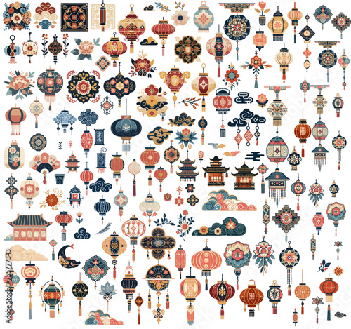 Chinese Traditional Patterns and Decorative Elements Vector Collection