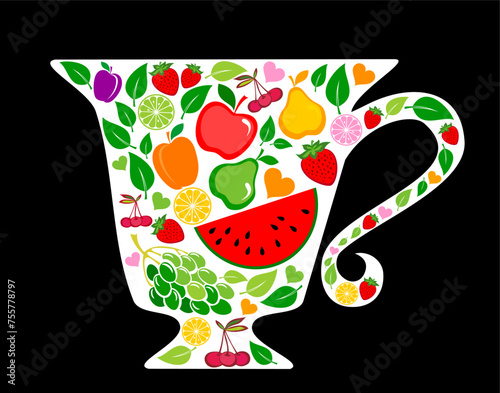 Fruit tea. Warming drinks Ice tea summer drinks special promotions design. Fresh yummy drinks, beverage, soft drinks. Tea time, tea ceremony, party. Icon, simbol, object for label, packaging, menu