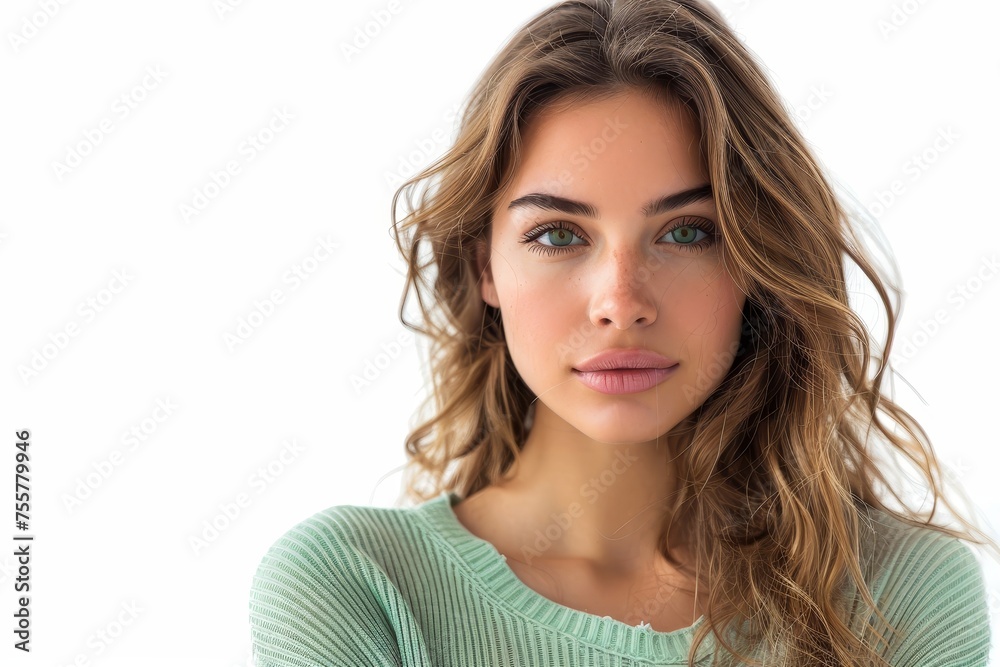 Woman with a beautiful face - obrazy, fototapety, plakaty 