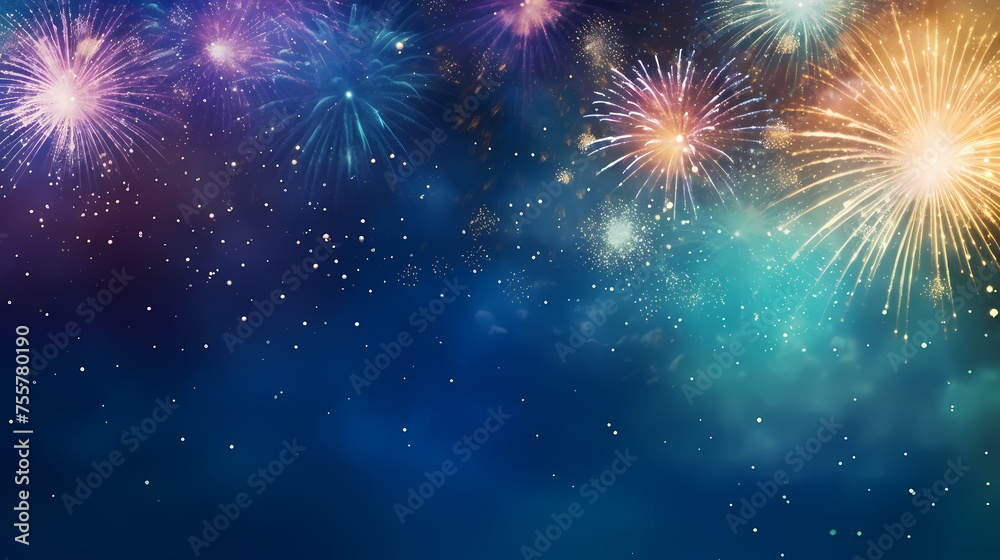 Fototapeta premium Fireworks background for celebration, holiday celebration concept