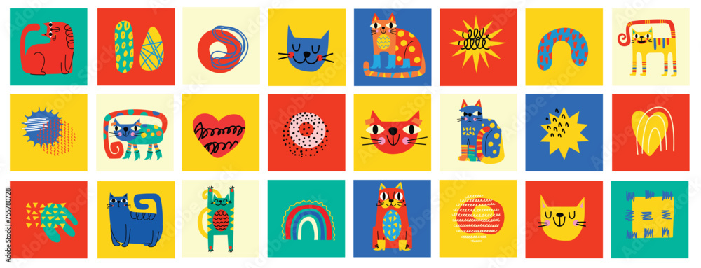 Abstract Graphic Elements set in Minimal Trendy Style. Hand drawn doodle cats, spots, drops, curves, lines for creating patterns, Invitations, posters, cards, social media posts Abstract Graphic Elements set in Minimal Trendy Style. Hand drawn doodle cats, spots, drops, curves, lines for creating patterns, Invitations, posters, cards, social media posts