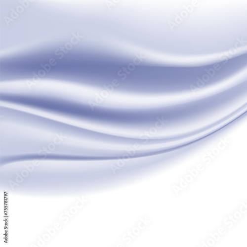 Satin waves texture abstract background with light creamy blue color, realistic vector illustration