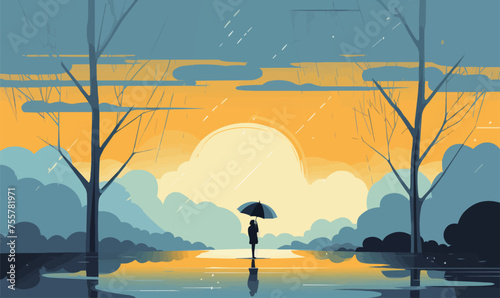 Monsoon Season vector flat minimalistic isolated vector style illustration