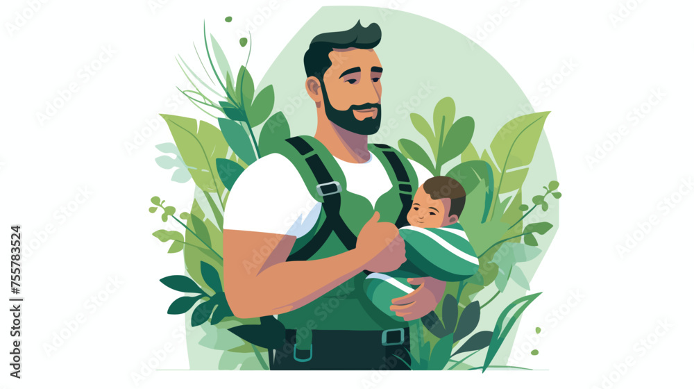 Vector flat illustration happy single father with background