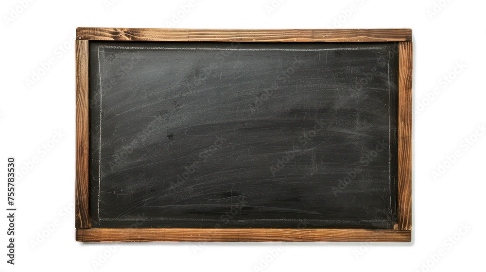 blank blackboard in wooden frame isolated, cut out