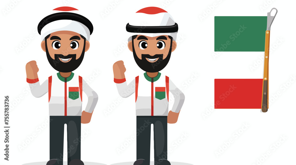 UAE flag cartoon as a contractor character design 
