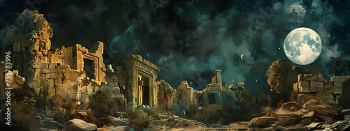 Echoes of the Past: The Ruins in Moonlight