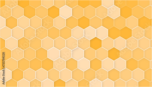 Abstract Isometric shape background for business. Orange and white honeycomb abstract background. Vector illustrtion.