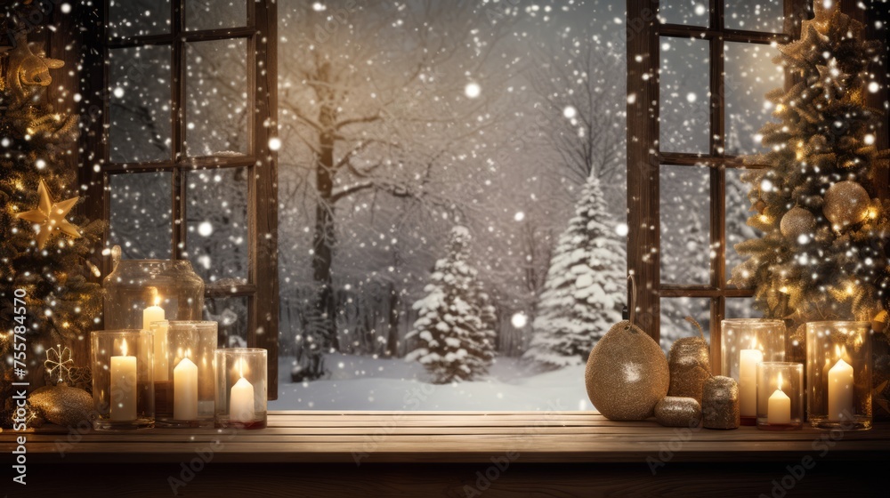 Warmth and joy of christmas through this enchanting scene, leaving space for your message