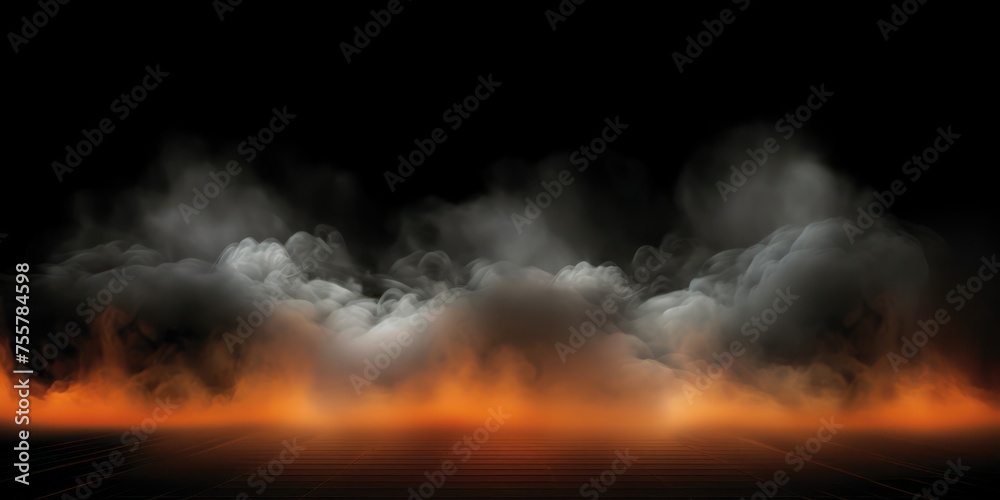Vibrant Orange Smoke Billowing From Black and White Musical Stage Generative AI Vibrant Orange Smoke Billowing From Black and White Musical Stage Generative AI