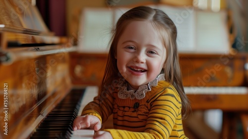 Little Girl Smiling at Piano