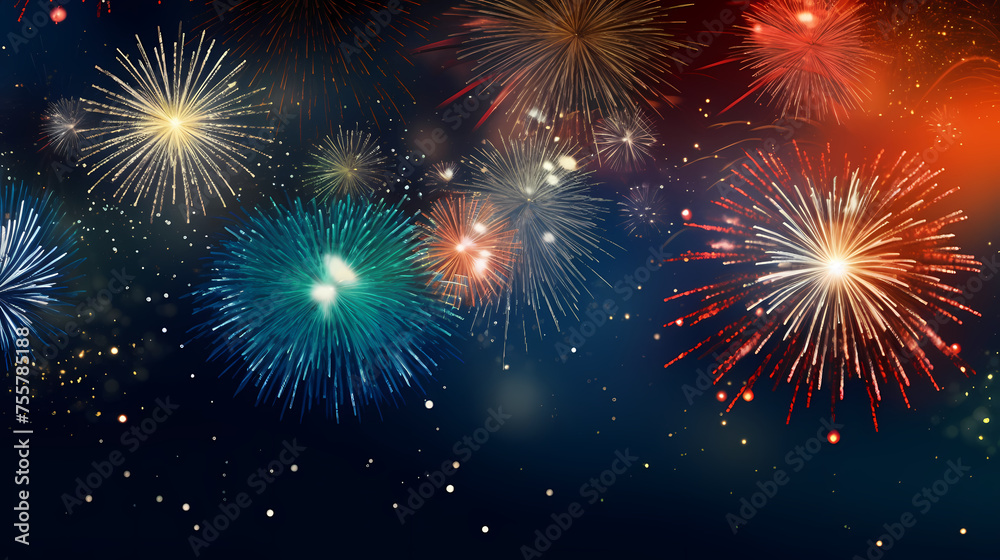 Fototapeta premium Fireworks background for celebration, holiday celebration concept