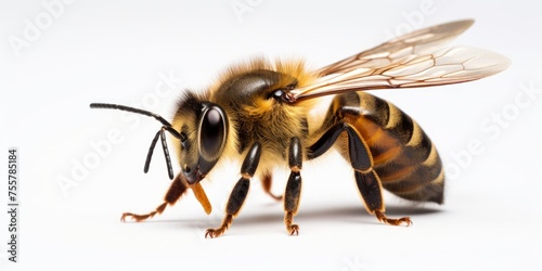 Close Up of a Bee on White Background Generative AI © Johnathan